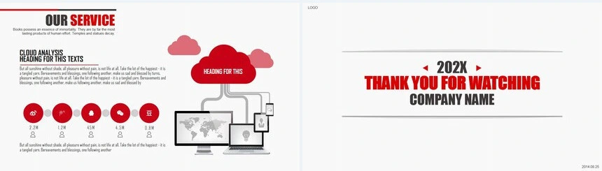 红色大气简洁欧美风年终总结PPT模板