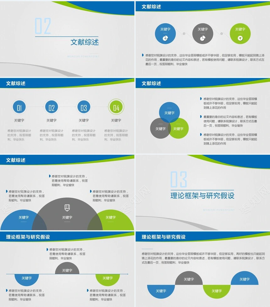 蓝绿毕业论文答辩演示PPT模板