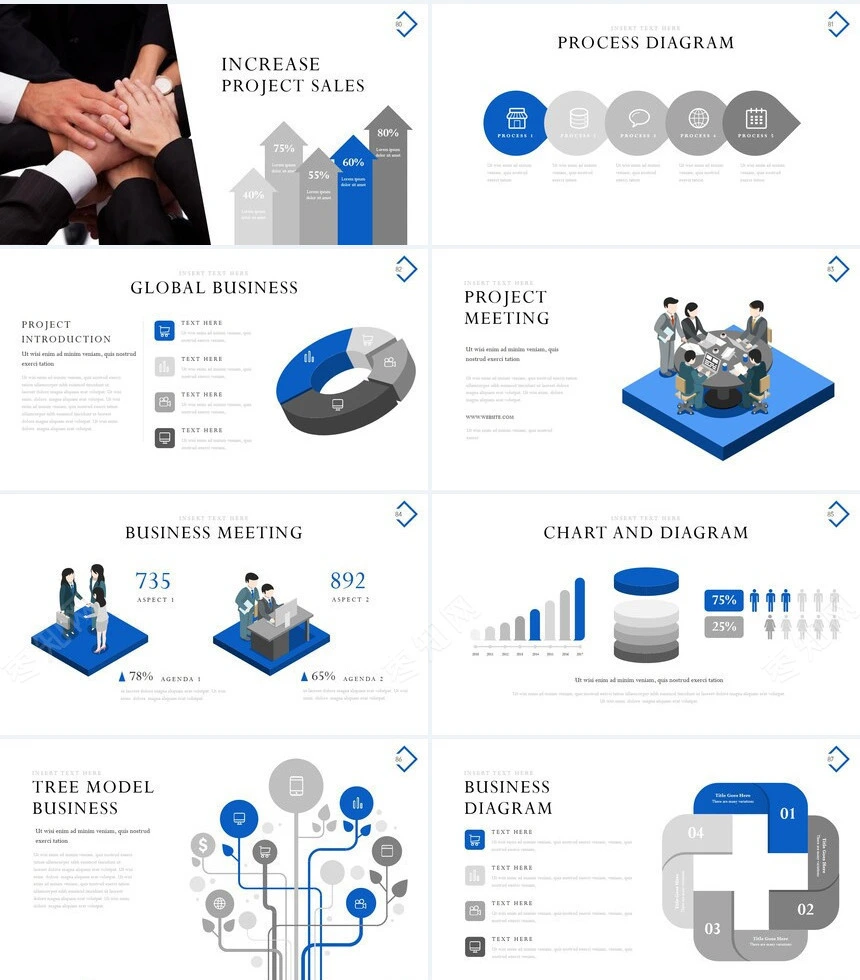 商务风数据表格图片相册商业计划书项目简介PPT模板
