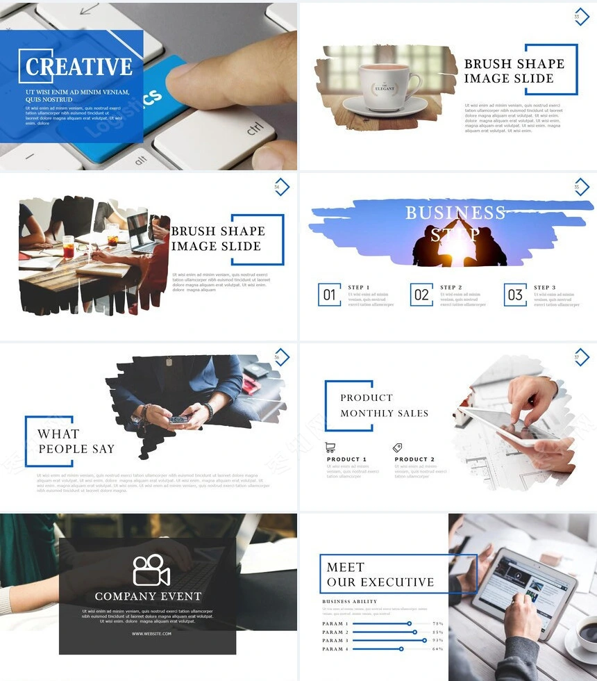 商务风数据表格图片相册商业计划书项目简介PPT模板