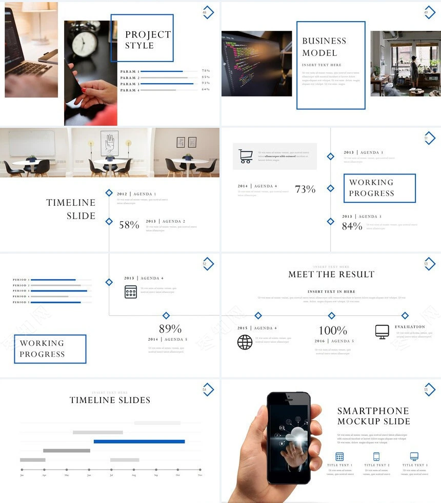商务风数据表格图片相册商业计划书项目简介PPT模板