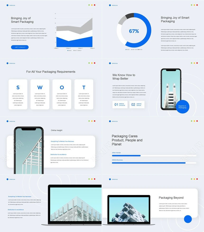手机电脑科技感简约欧美风通用PPT模板