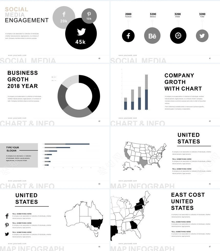 文艺淡雅欧美风通用PPT模板