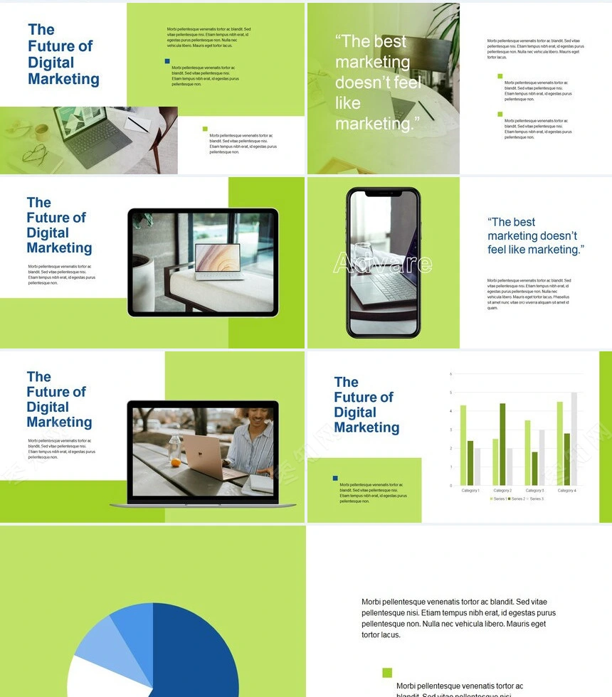 时尚绿色欧美风通用PPT模板