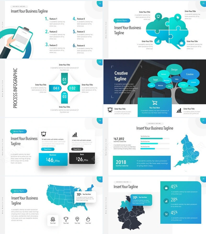 时尚蓝色扁平化数据分析广告策划商业计划书通用PPT模板