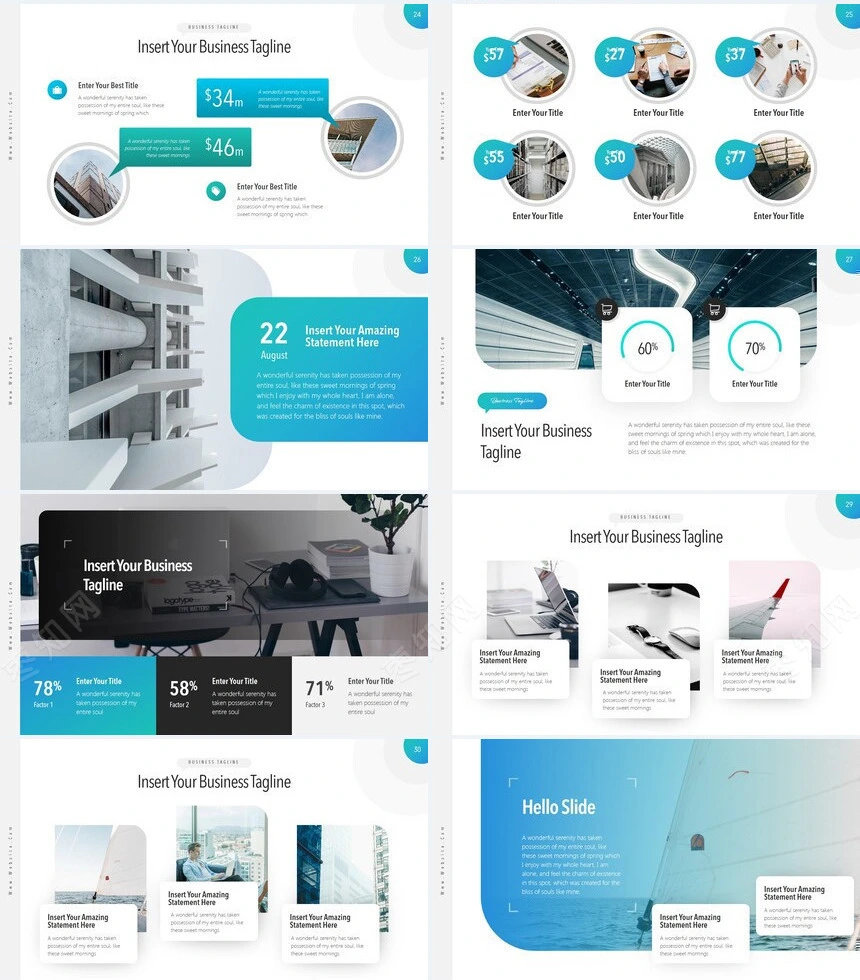 时尚蓝色扁平化数据分析广告策划商业计划书通用PPT模板