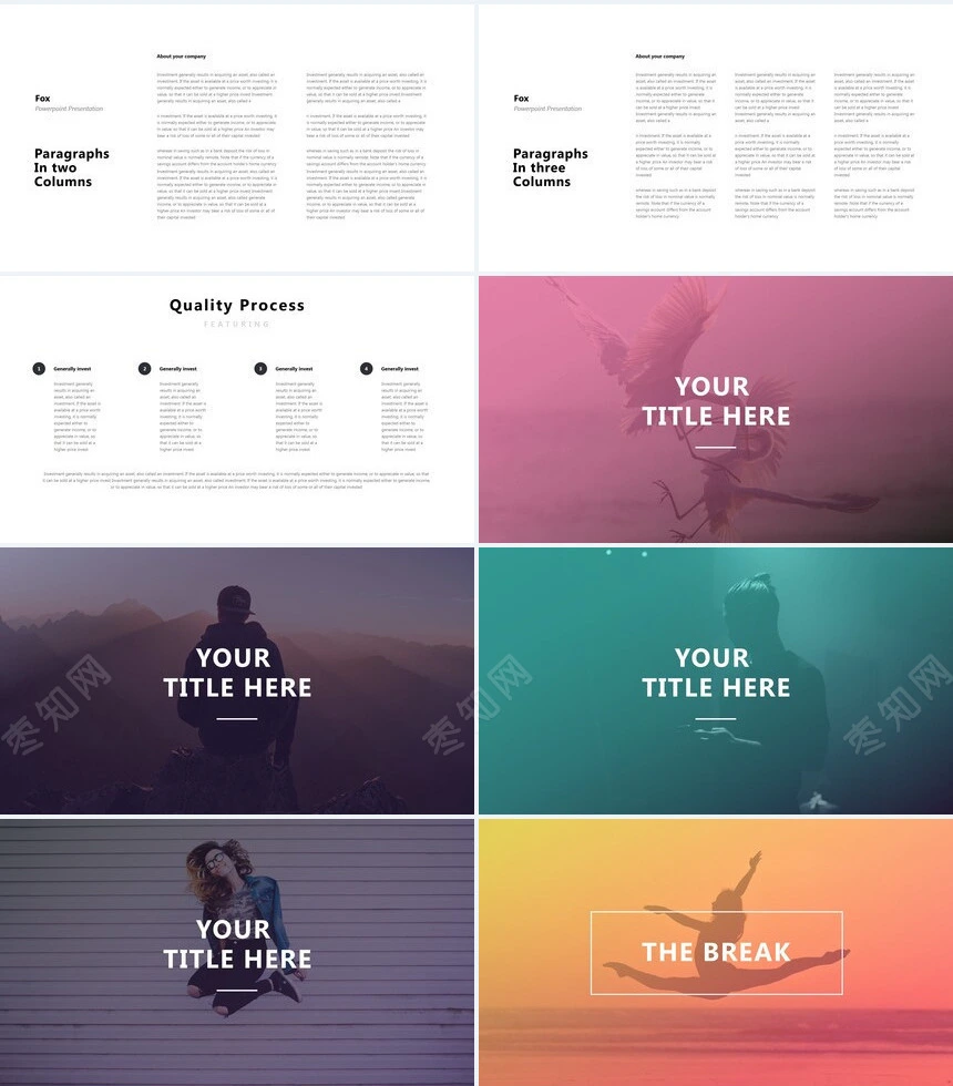 欧美商务瑜伽健身户外运动通用PPT模板