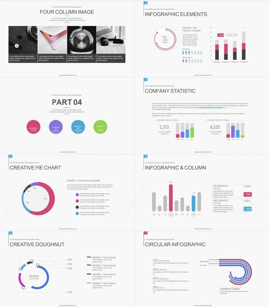 炫彩时尚简约杂志风通用PPT模板