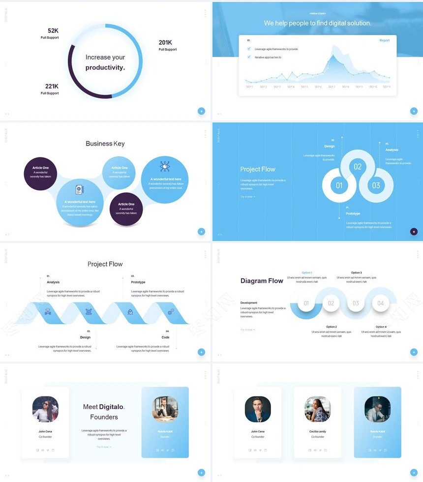 科技蓝通用PPT模板