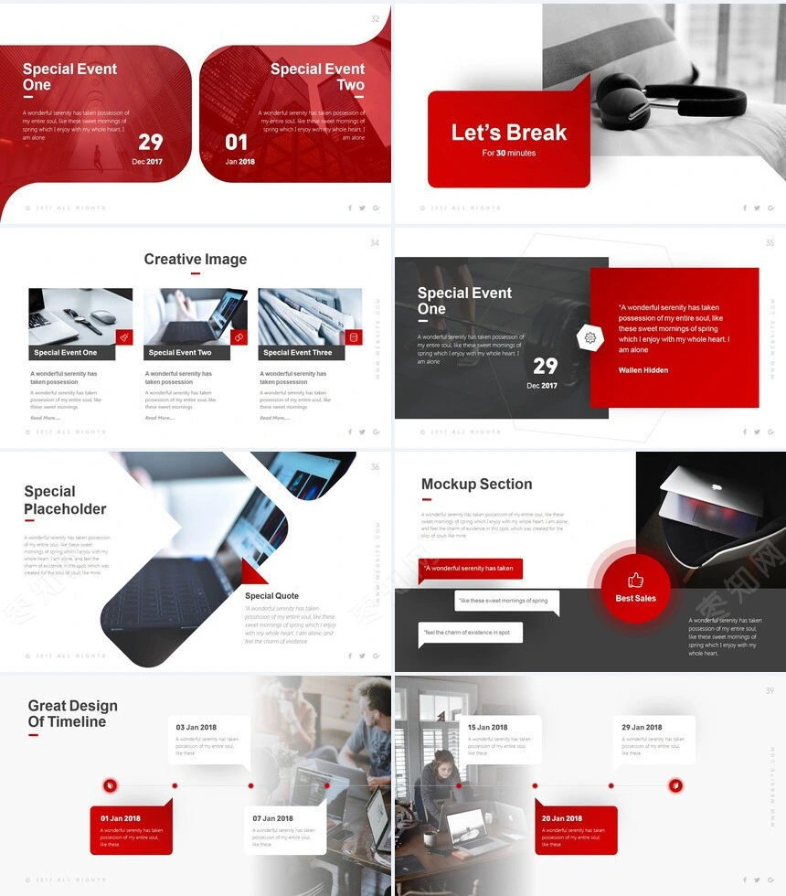 红灰商务欧美风数据表格企业宣传通用PPT模板