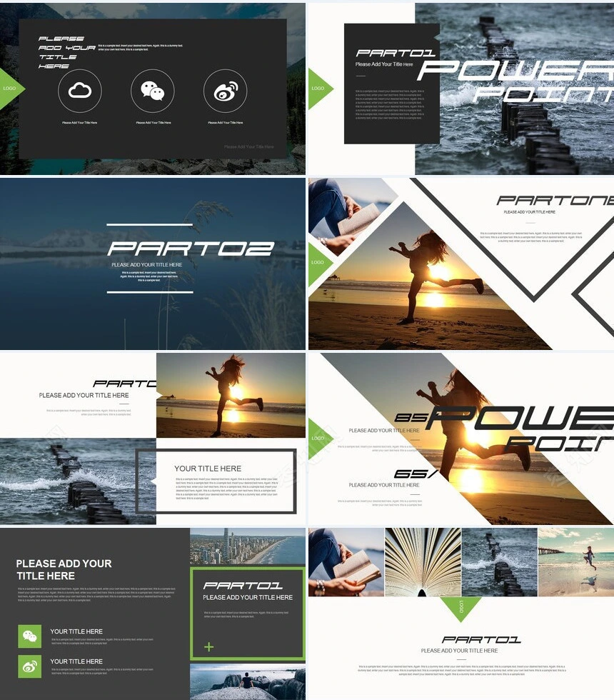 绿色时尚杂志风通用PPT模板