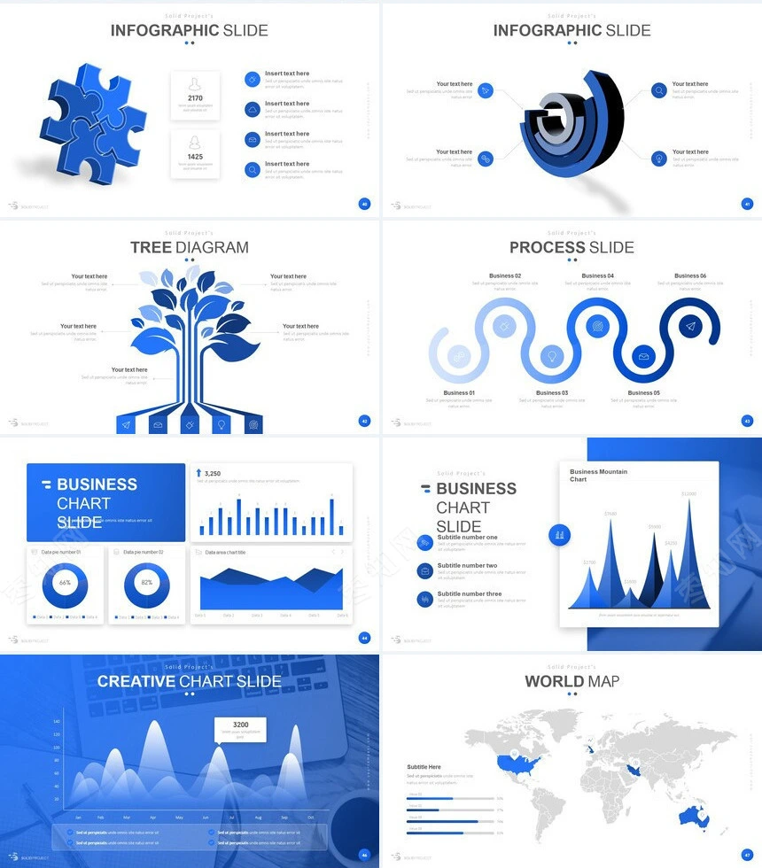 蓝色时尚表格数据公司简介商务报告项PPT模板