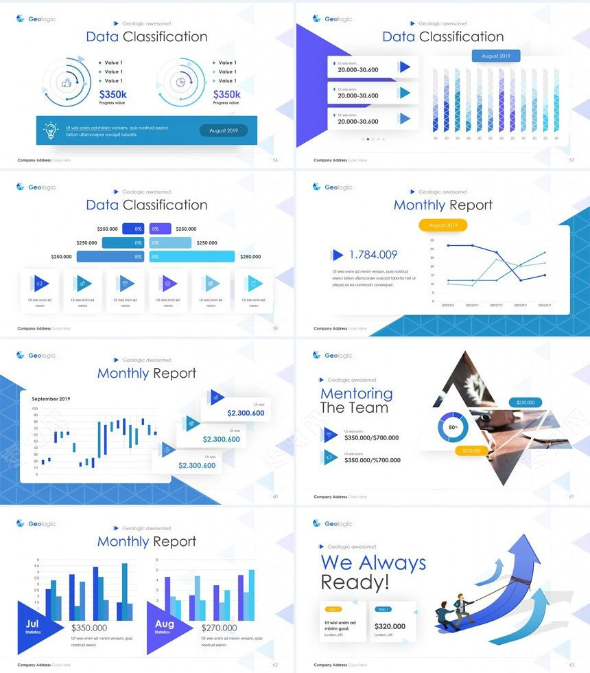 蓝色科技商务风表格数据分析通用PPT模板