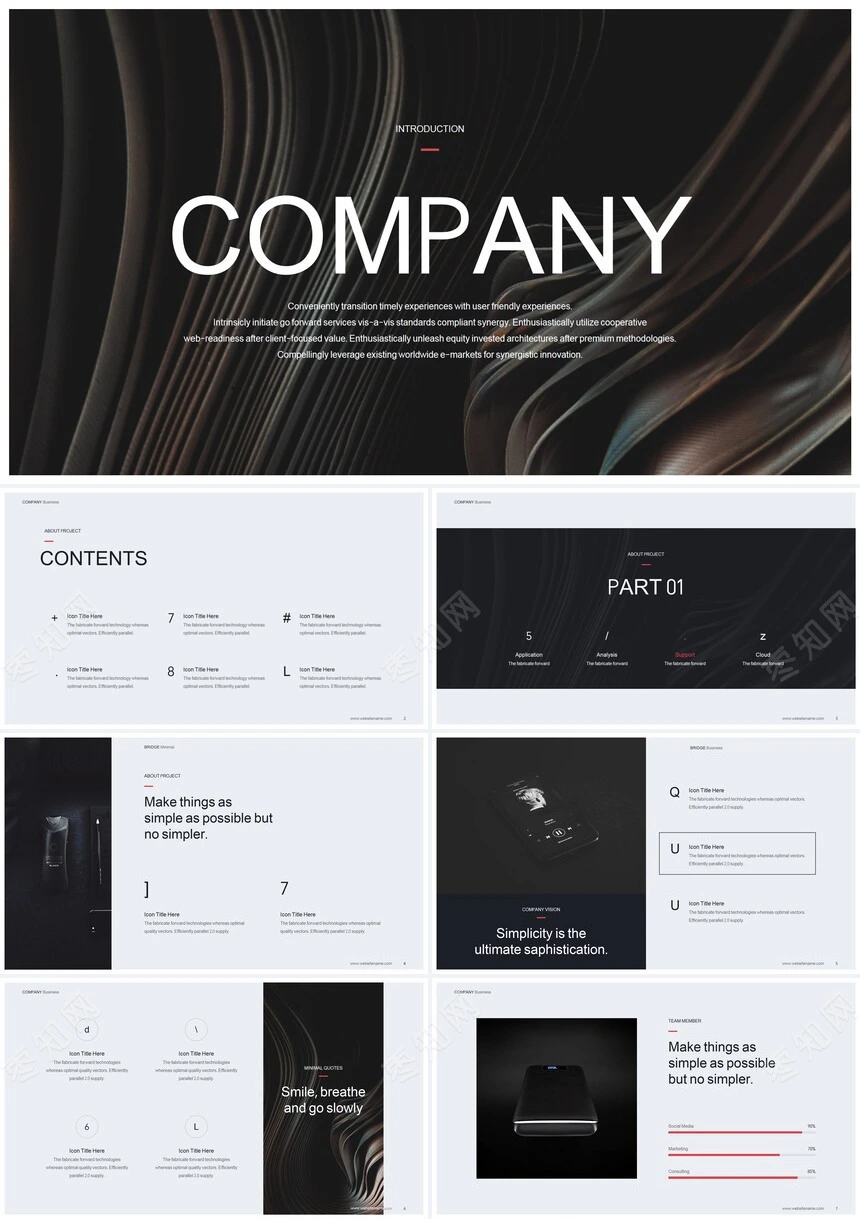 酷黑高级玫红欧美风通用PPT模板