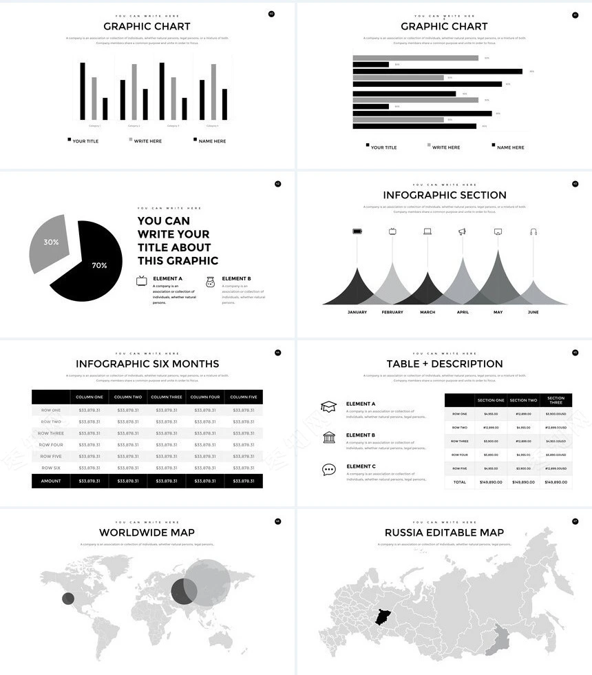 黑灰简约数据表格商业计划书企业宣传通用PPT模板