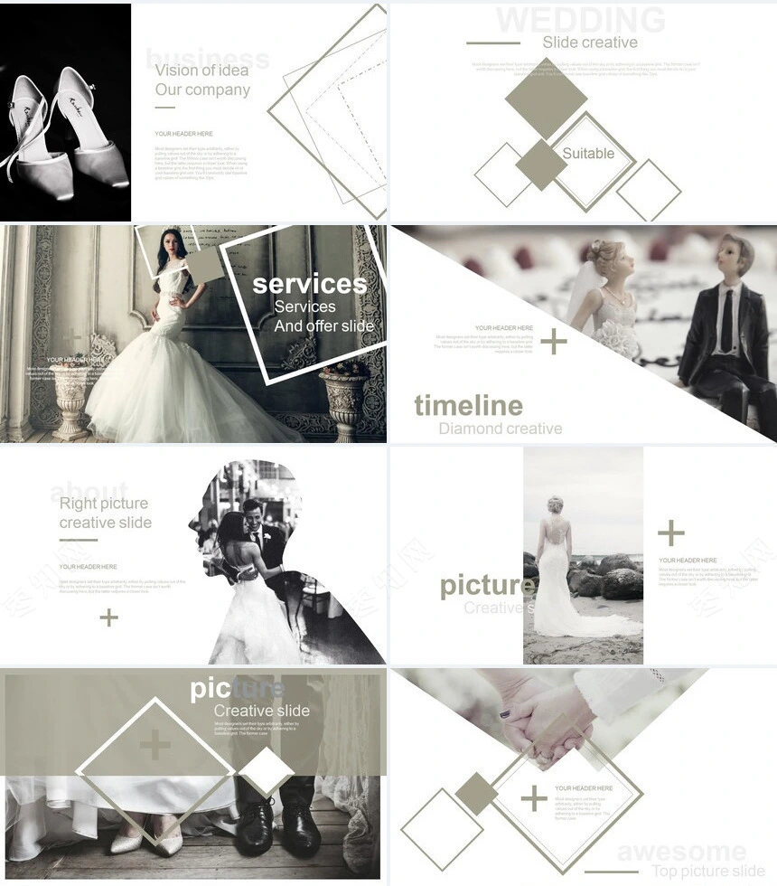 淡雅北欧婚纱摄影广告策划PPT模板