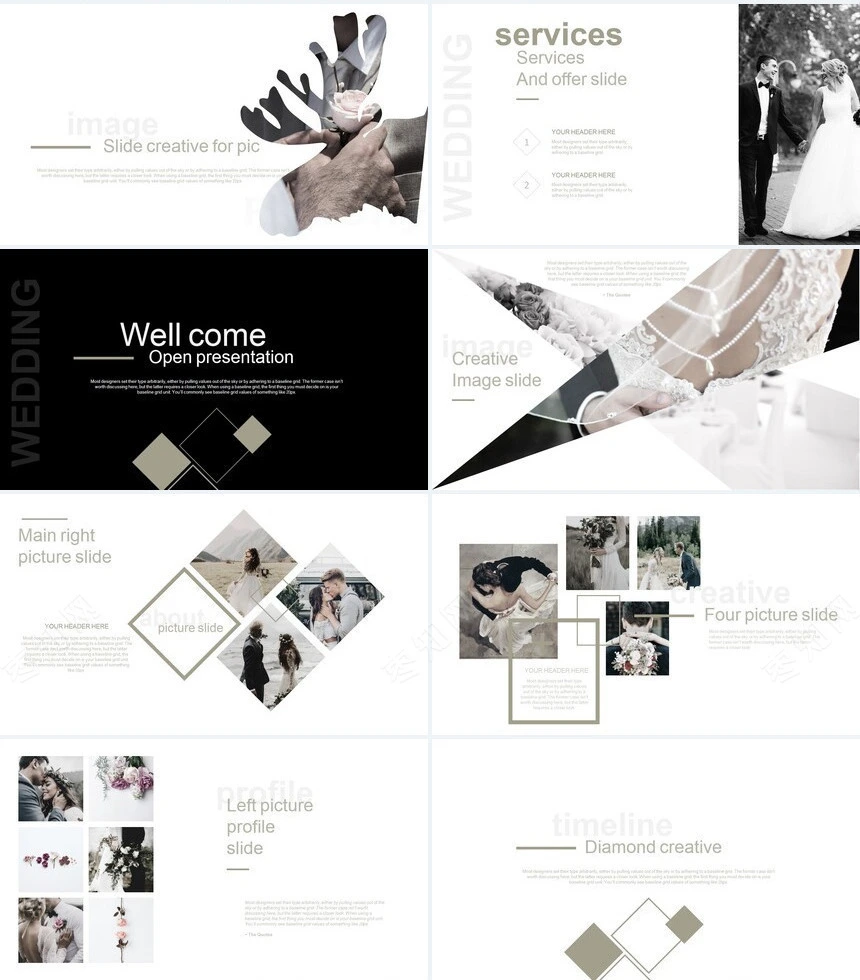 淡雅北欧婚纱摄影广告策划PPT模板