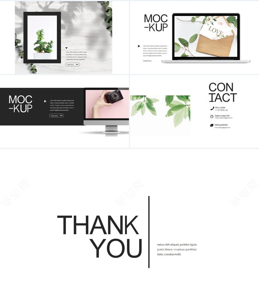 高端北欧风美容化妆美发摄影通用PPT模板