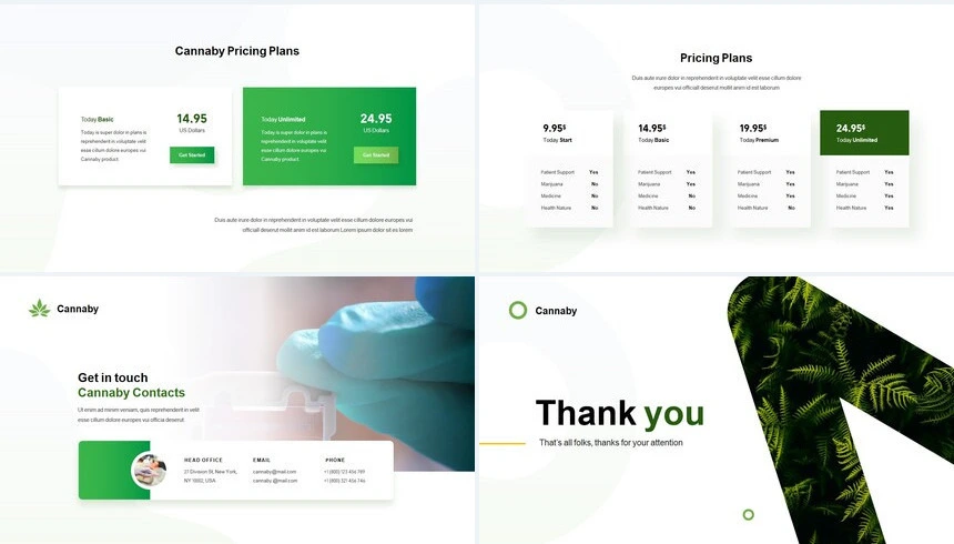 时尚文艺小清新植物医疗通用PPT模板