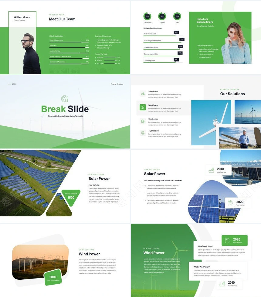 绿色新能源风能大风车商务风医疗通用PPT模板