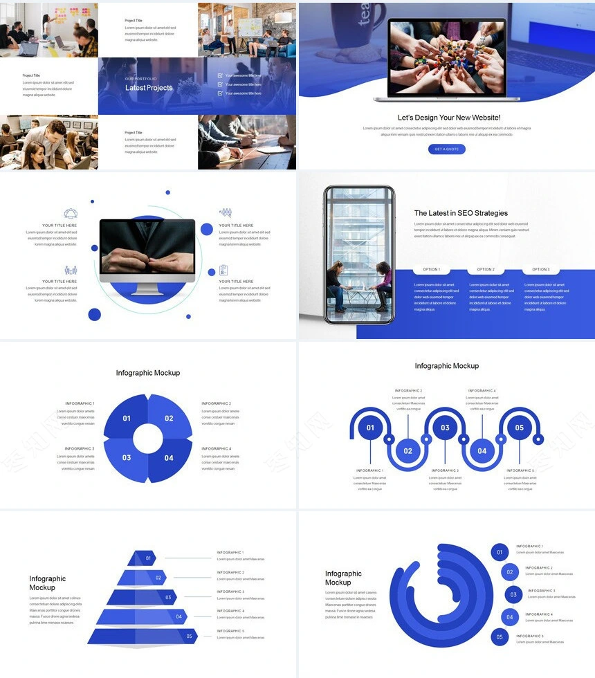 蓝色欧美商务风项目策划广告设计PPT模板