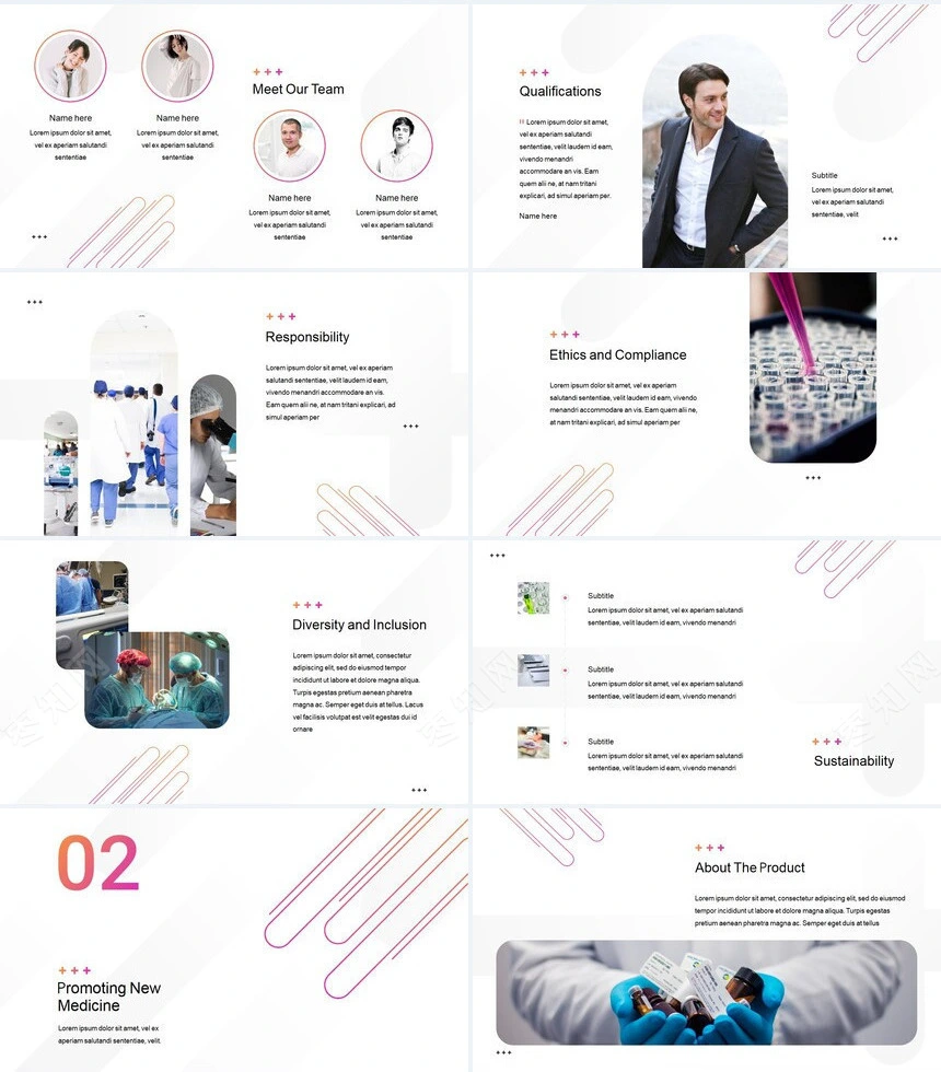 高端欧美商务风科技医疗美容通用PPT模板