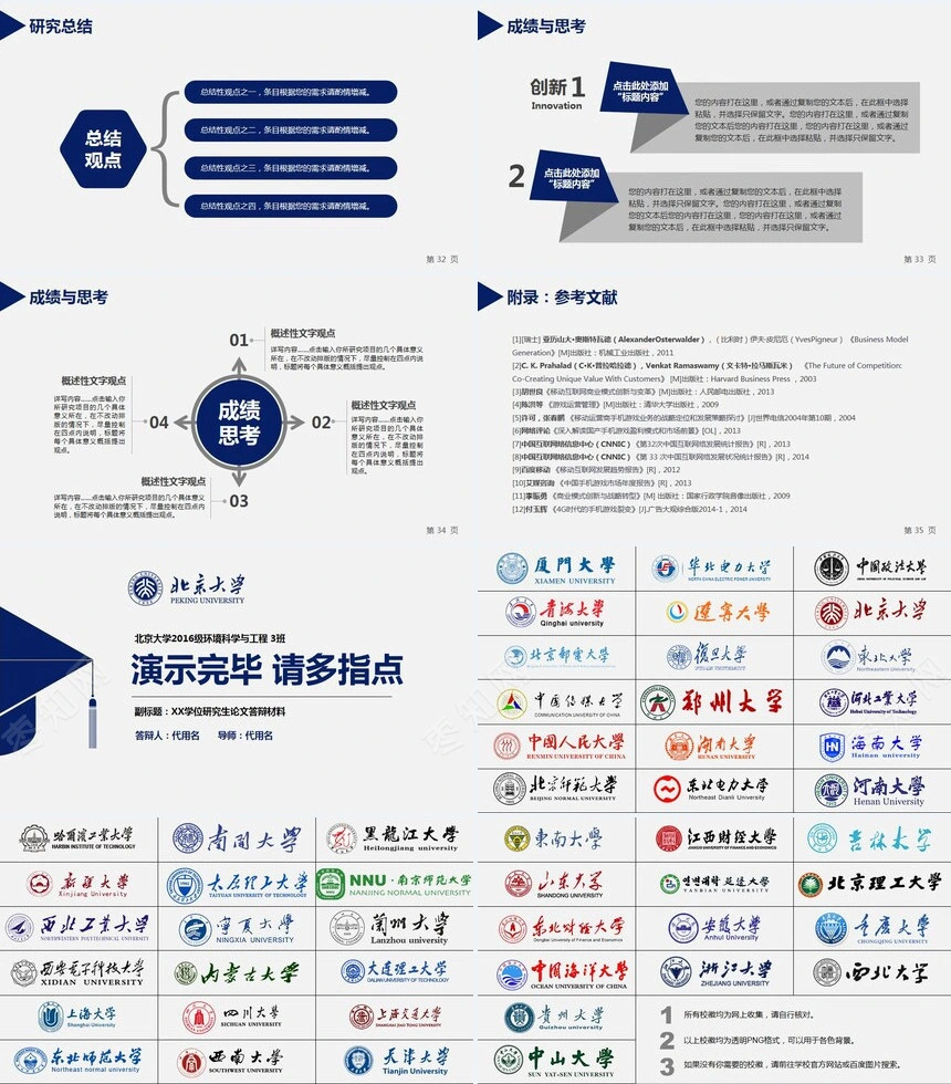 毕业答辩PPT模板学位研究生论文答辩材料