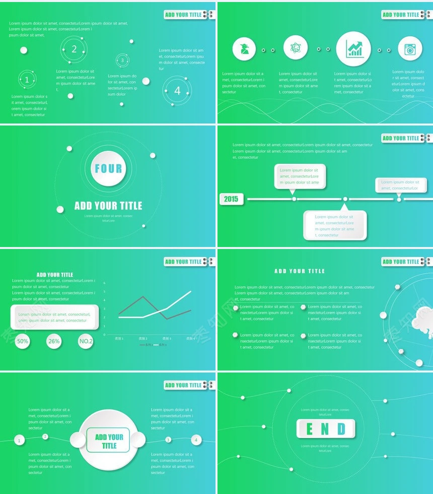 绿色渐变背景公司介绍商业计划书通用PPT模板