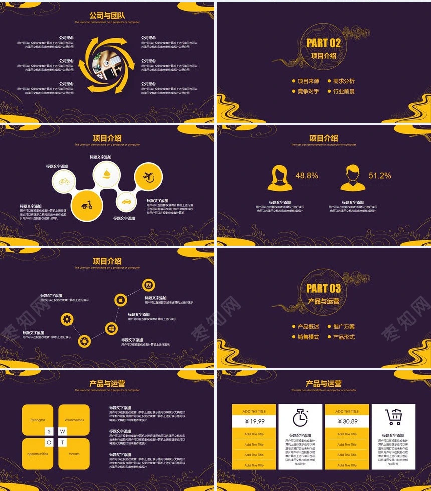 祥云中国风公司简介商业计划书通用PPT模板