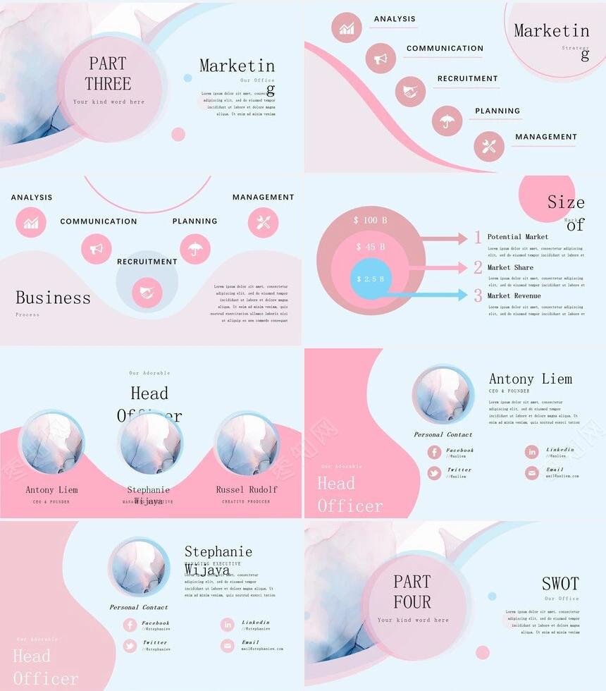 漂亮飘渺手绘水彩通用PPT模板