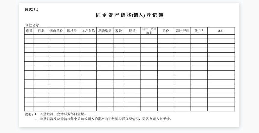 固定资产调拨单