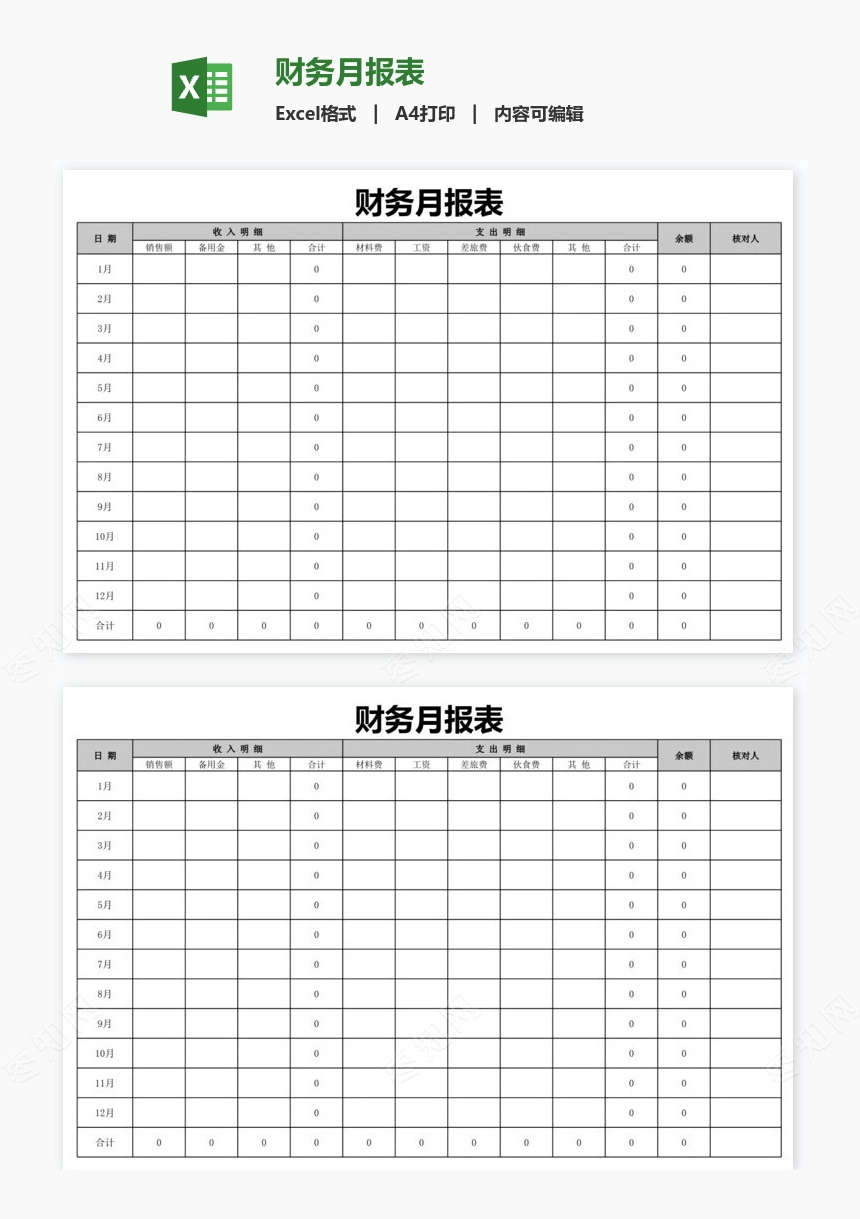财务月报表