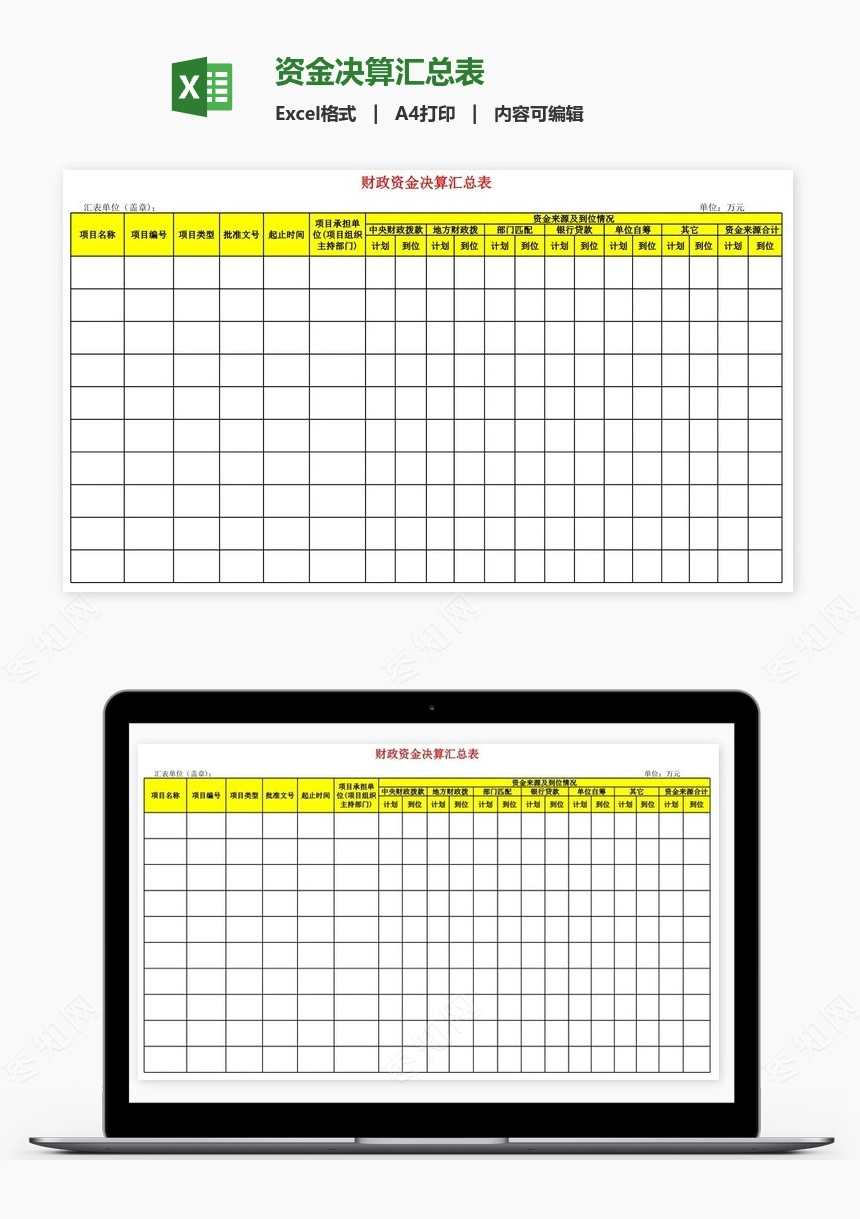 资金决算汇总表