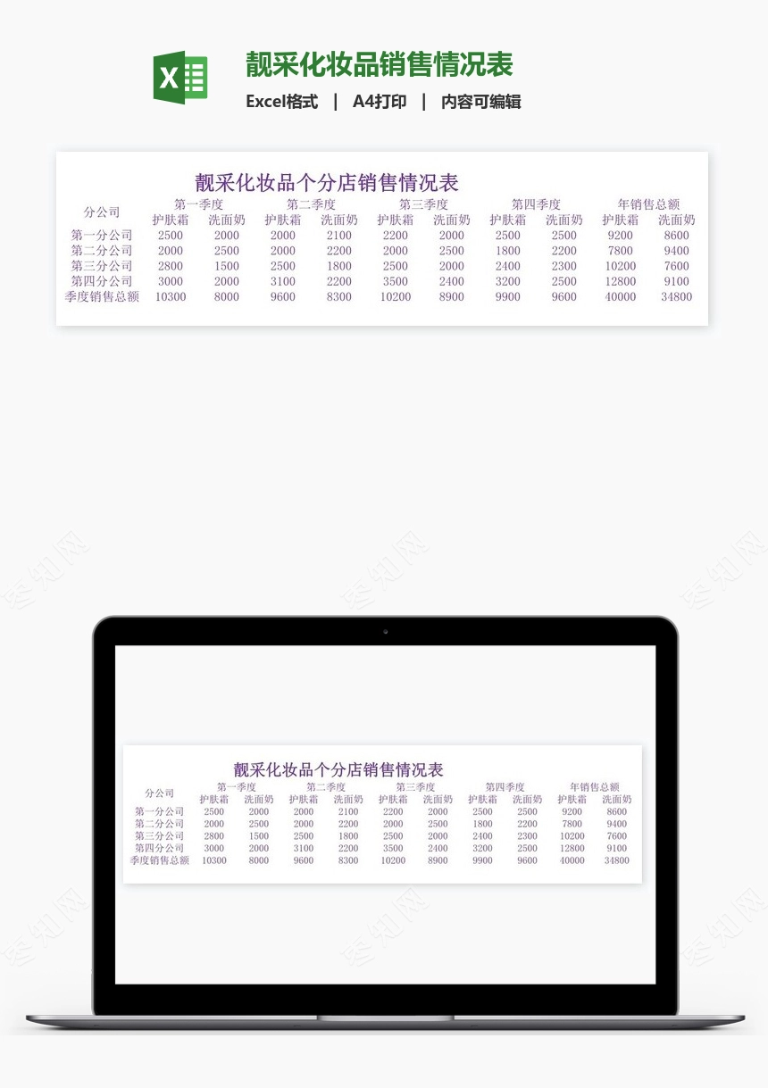 靓采化妆品销售情况表