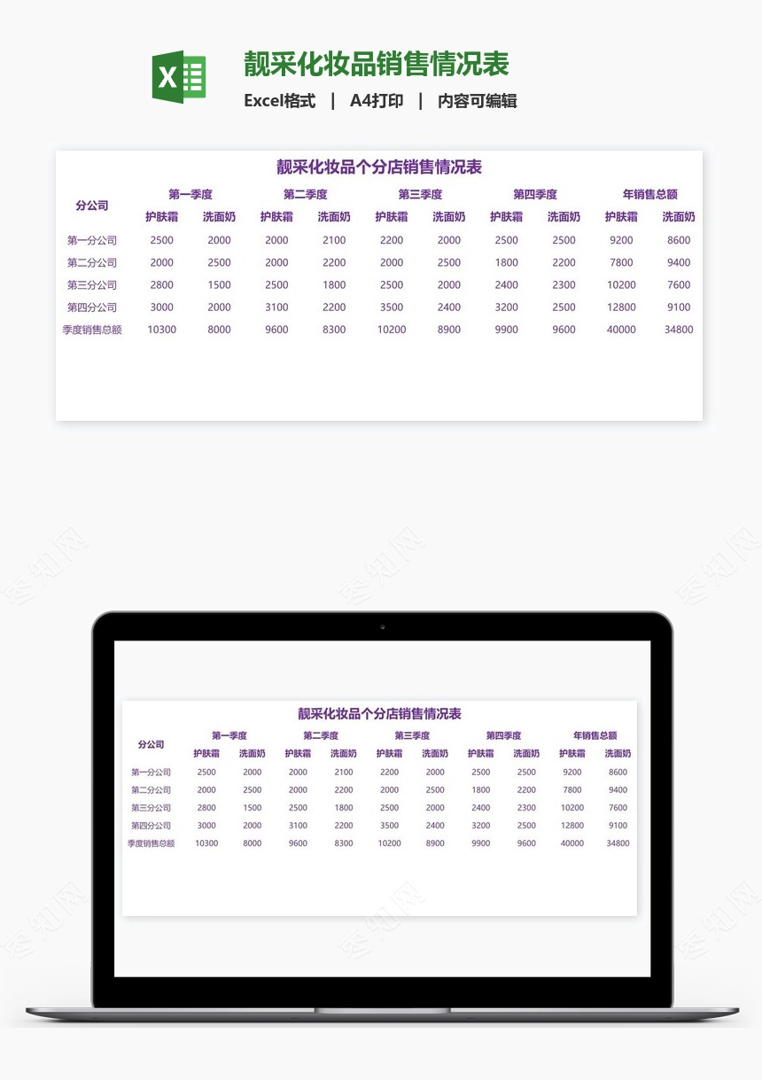 靓采化妆品销售情况表