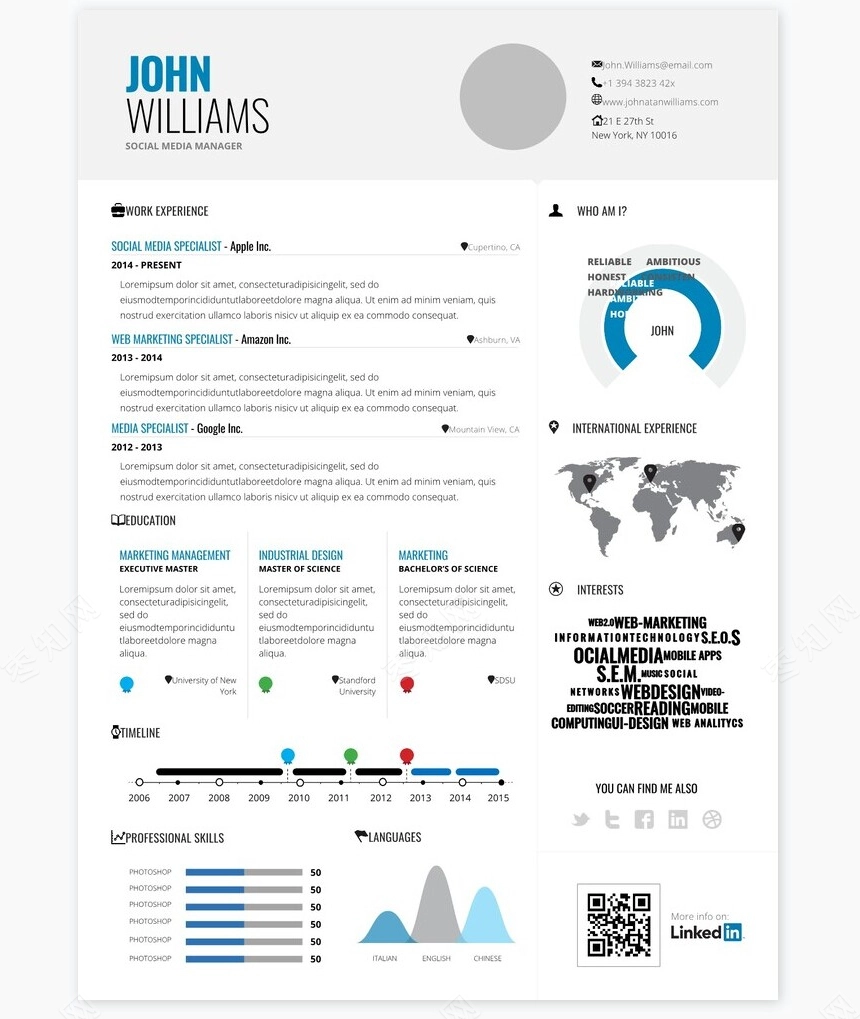 全英文外企求职简历word简历模板(2)