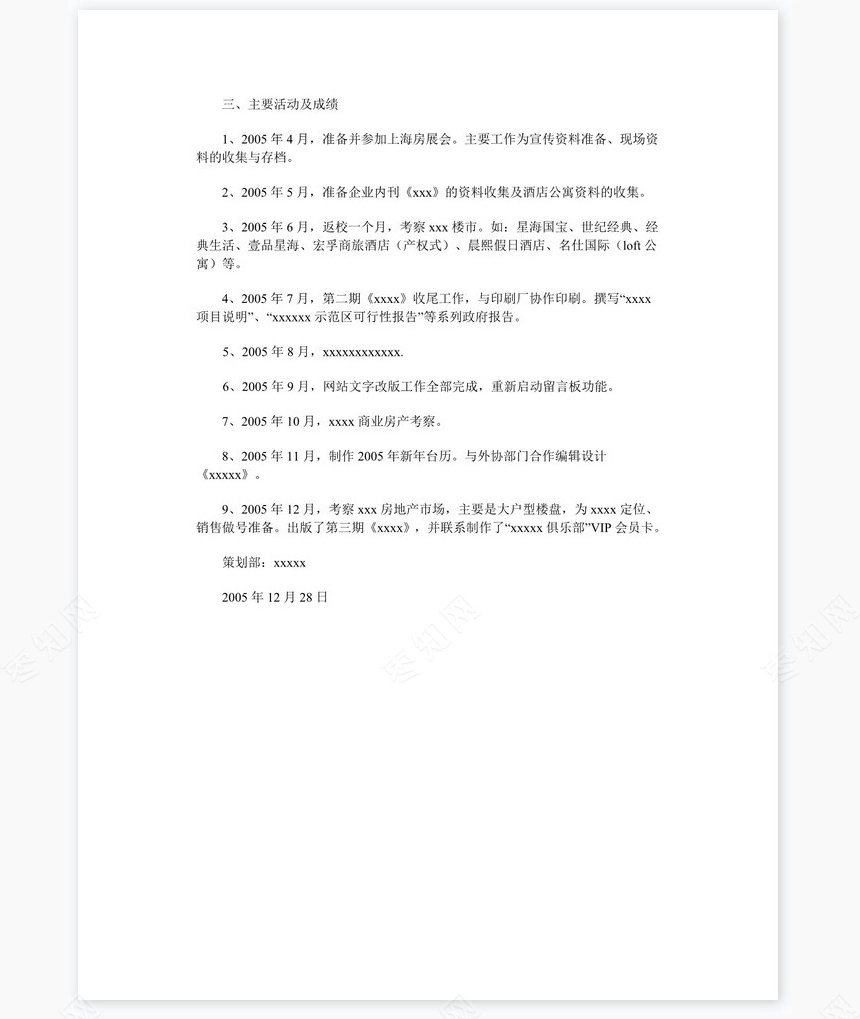 策划部个人年度工作总结