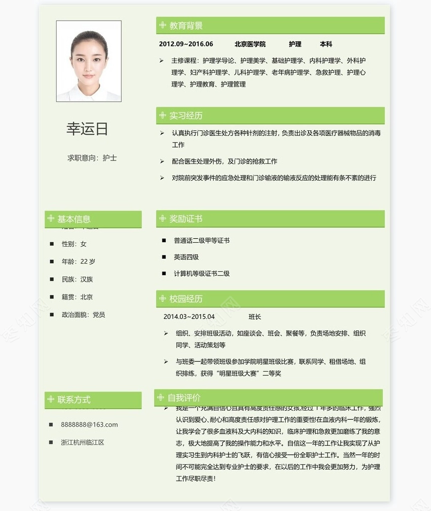 医生类个人简历word模板共4页(2)