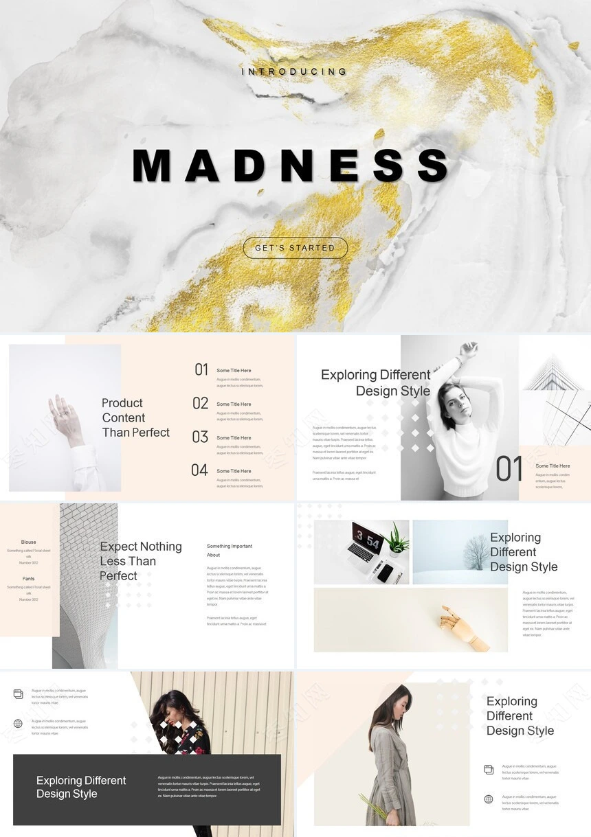 时尚水彩风格通用PPT模板(113)