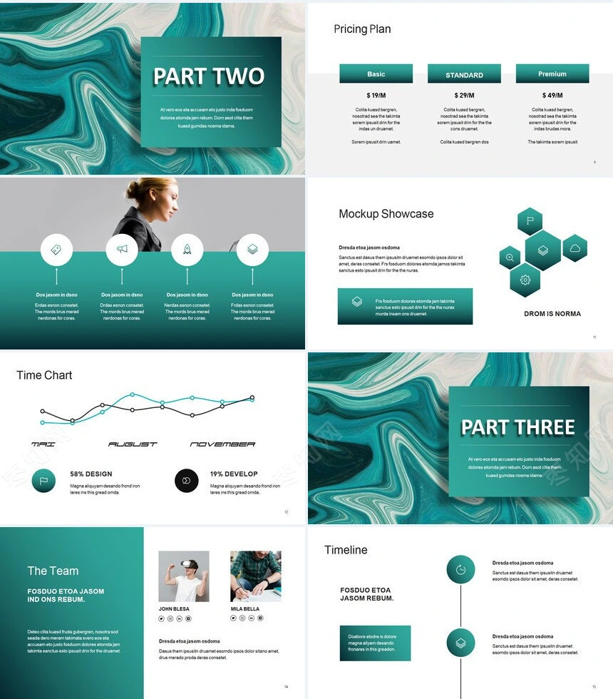 时尚水彩风格通用PPT模板(76)