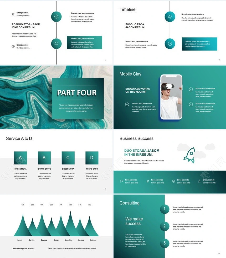 时尚水彩风格通用PPT模板(76)