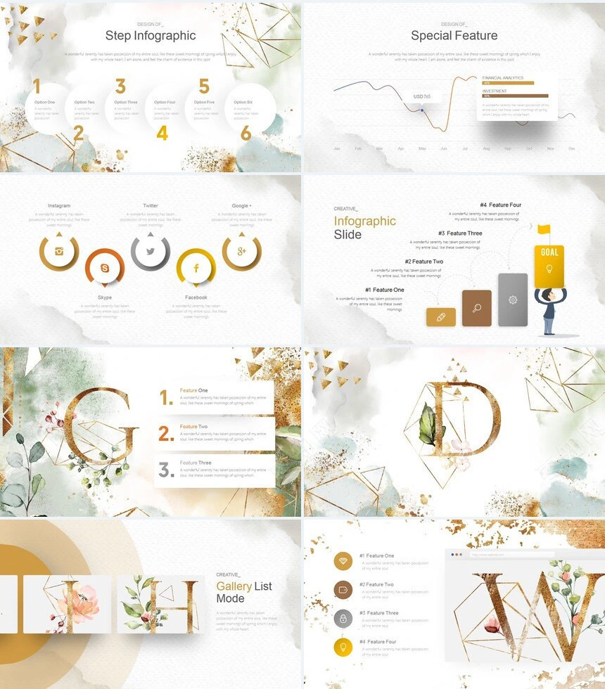 时尚水彩风格通用PPT模板(79)