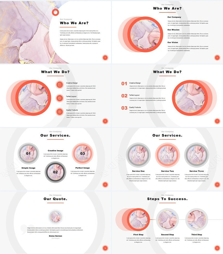 时尚水彩风格通用PPT模板(92)