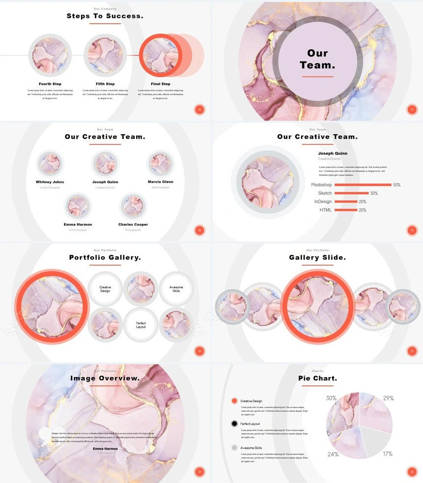 时尚水彩风格通用PPT模板(92)