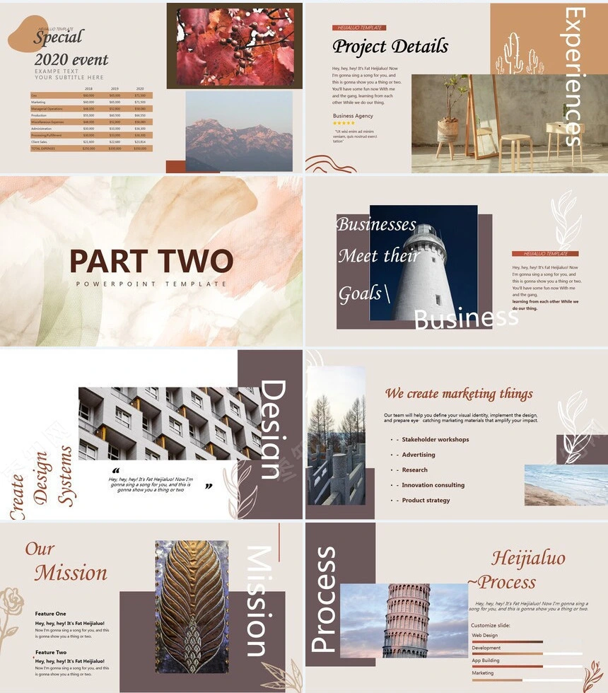 莫兰迪风格通用PPT模板(42)