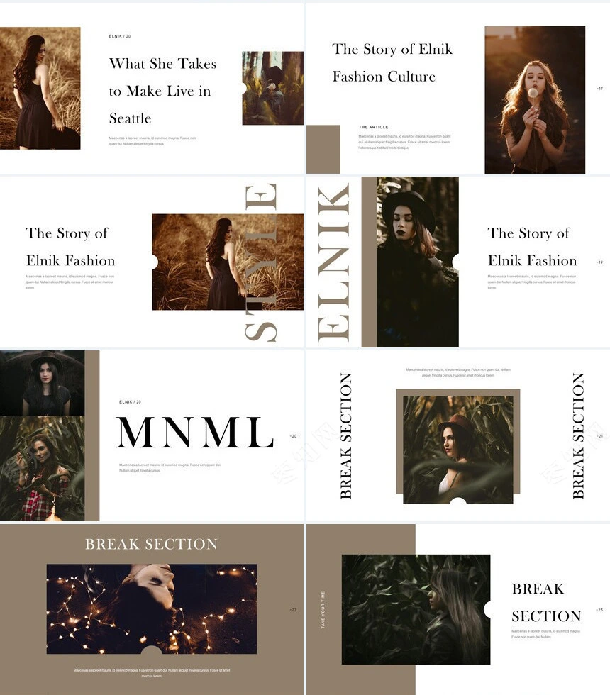 莫兰迪风格通用PPT模板(46)