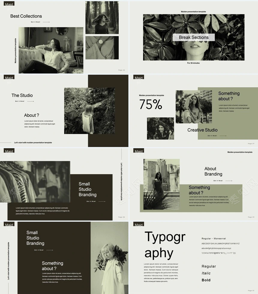 莫兰迪风格通用PPT模板(48)