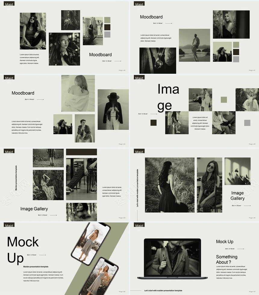 莫兰迪风格通用PPT模板(48)