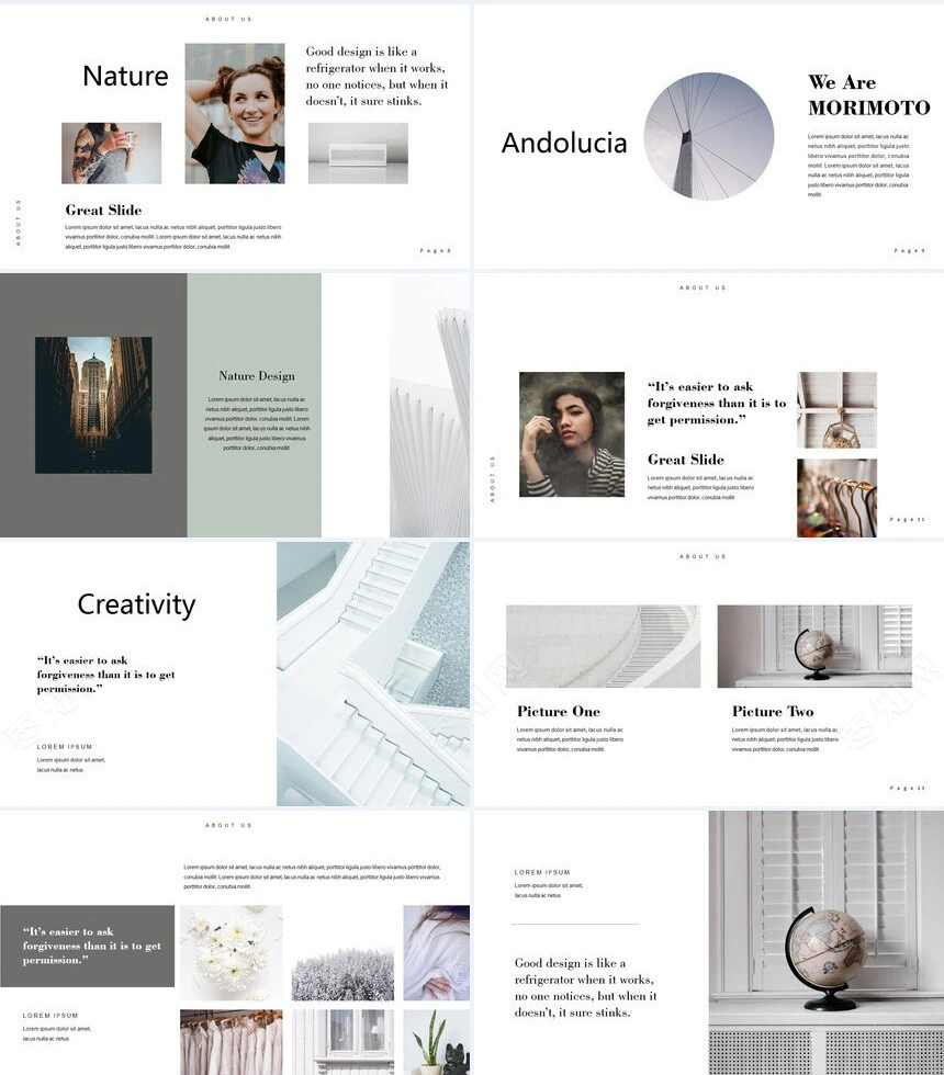 莫兰迪风格通用PPT模板(9)