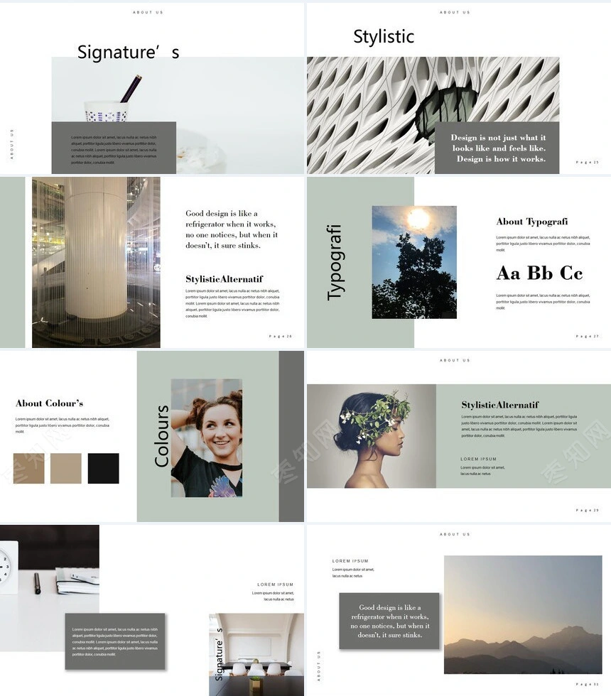 莫兰迪风格通用PPT模板(9)